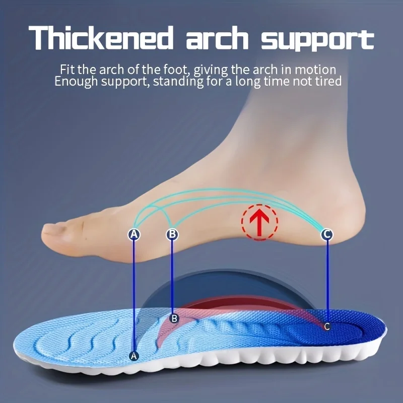 4D Orthopedic Sport Insoles sport insoles Super Soft Breathable High-elasticity Shock Absorption Running Shoe Pad Anti-pain Deodorant Cushion