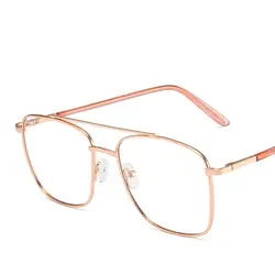 Men's Clear Lens Blue Light Blocking Metal Frame Glasses (Rose gold)