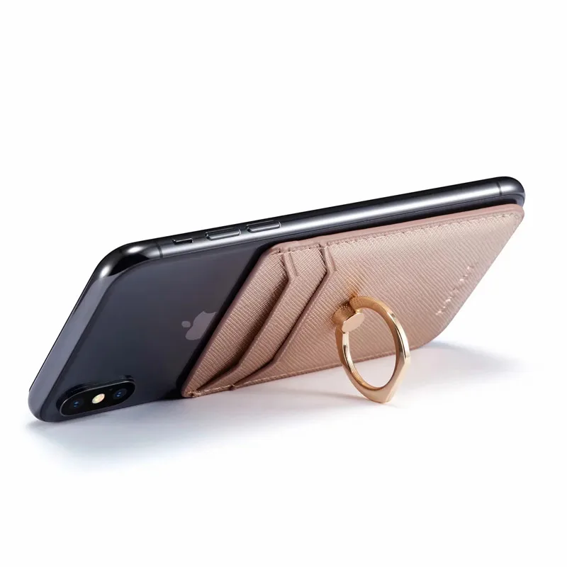 Leather Card Holder Sticker 3M Adhesives Credit ID Card Mobile Phone Back Pocket Wallet Case Sticker Phone Stand Suporte Celular - 3