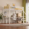Full Size Loft Bed, Desk & Storage Stairs, Versatile High Loft Bed, No Box Spring Needed, Metal Loft Bed Frame Kids Bed 1