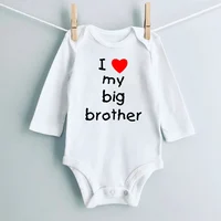 Heart Pattern&I Love My Big Brother Baby Jumpsuit Cute Newborn Long Sleeve Bodysuit Round Neck Girl Boy Jumpsuit As Gift To Baby 1
