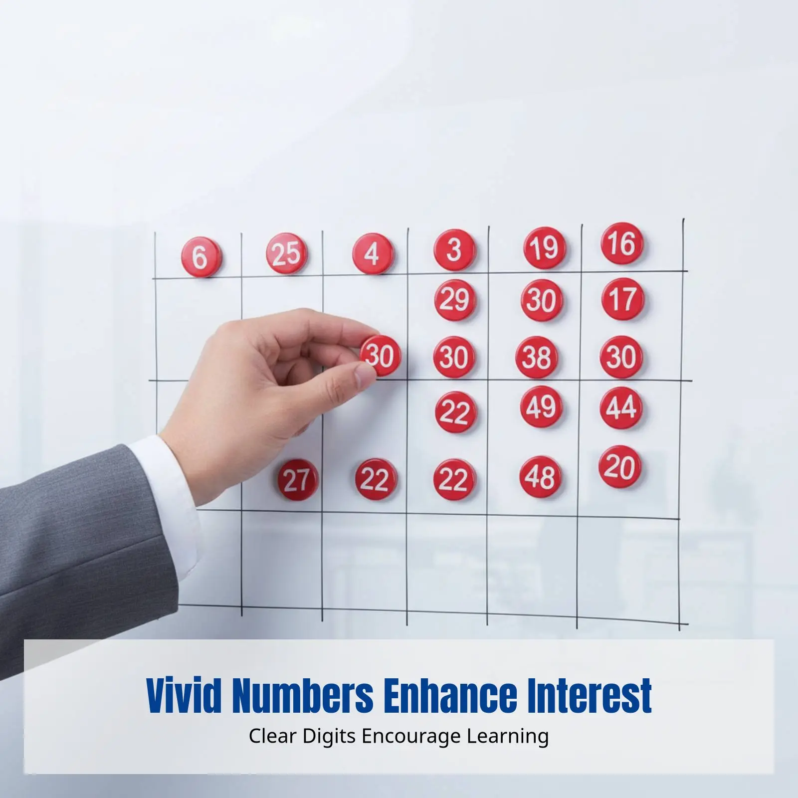 다채로운 숫자 원형 자석 (냉장고, 칠판, 교육용, 사무실, 화이트보드용)