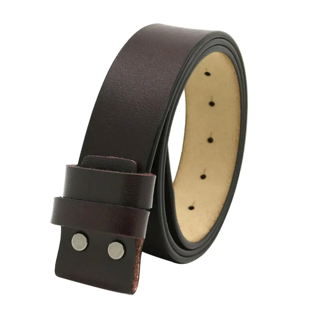 Mens Belt No Buckle Leather Belt Pin Lock Strap Length-120cm Width-3.8cm