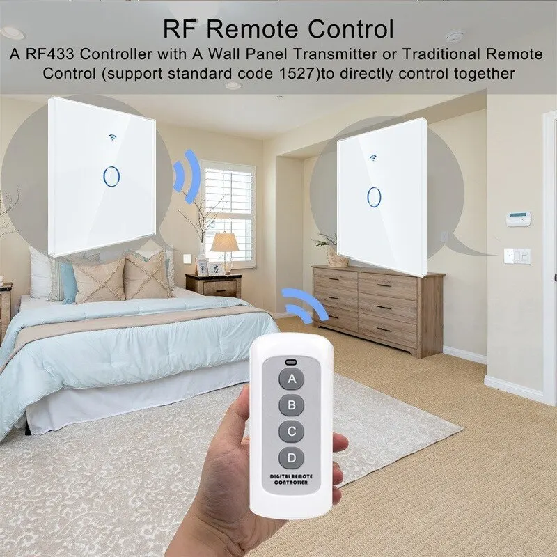 Smart Switch Work With Tuya WiFi Works With Alexa With Without Neutral Wire Wireless RF433 Wall Touch Sensor Switch smart switch