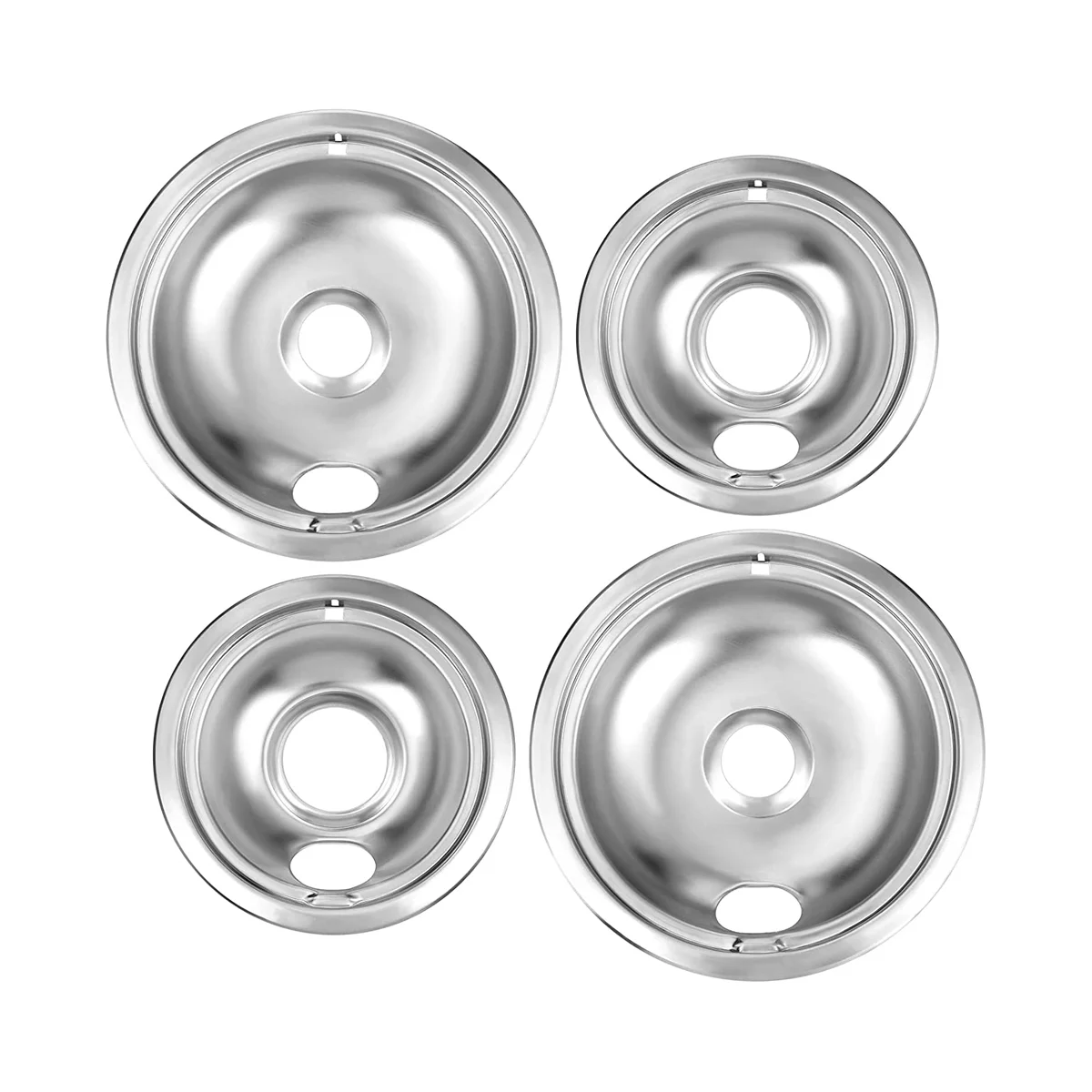 

Drip Pan Kit,Universal Chrome Burner Drip Bowls Replacement for Whirlpool Kitchen Aid Range W10278125 W10196405 W1019640