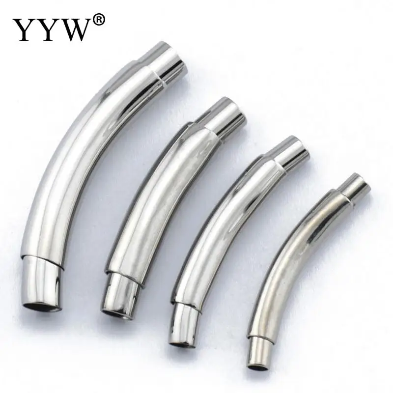 10Pcs Stainless Steel Curved Bayonet Clasp Fastener PushLock Lace Buckle Leather Clasps For DIY Jewelry Making Accessories