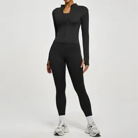 SVEIC Women's Two Piece Tracksuit Yoga Set Long Sleeve Jacket High Waisted Leggings Breathable Gym Clothes For Women Sportswear - Image 5