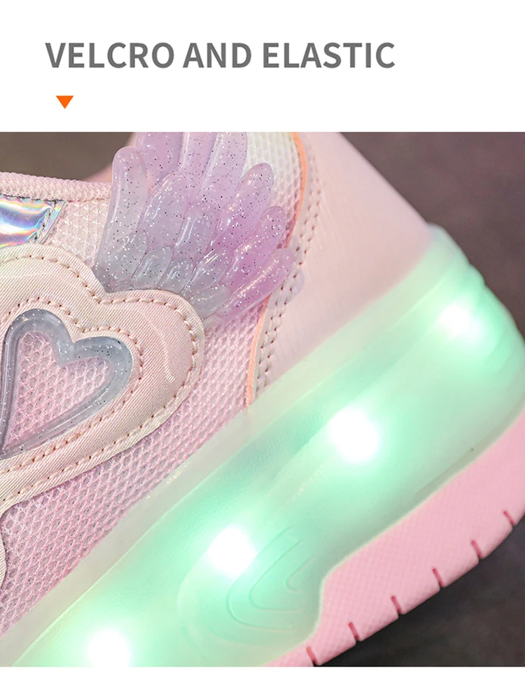 Description Picture 5 of itemGirls' Walking Shoes Shoes Will Shine Skates New Outdoor Running Pulley Fashion Children's Girl's Sneakers