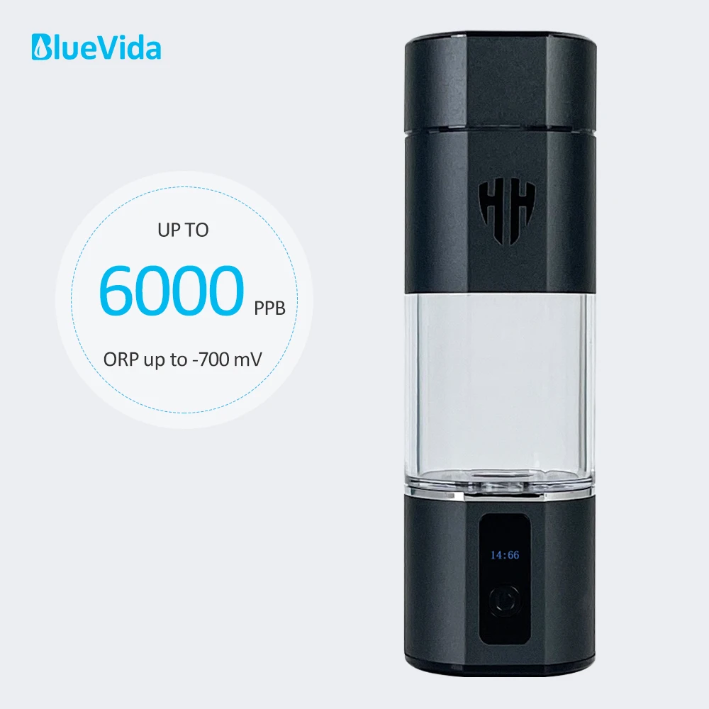 Bluevida Hydrogen Rich Water Generator Bottle DuPont SPE&PEM Dual Chamber Water lonizer - H2 Inhale device + Adapter Max 6000ppb