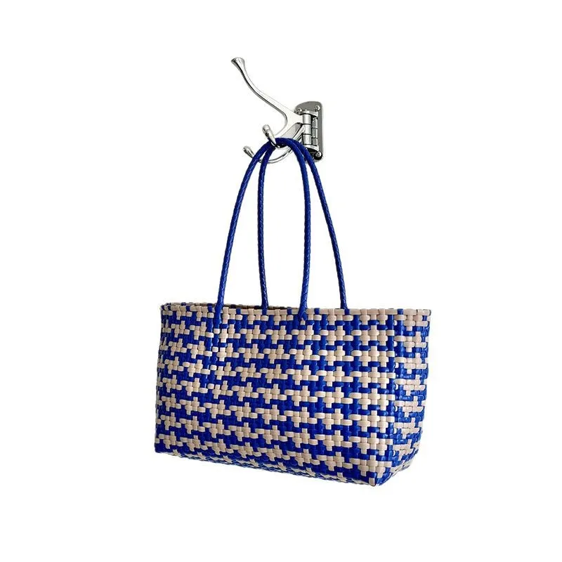 NEW Female Casual Tote Vegetable Basket Woven Bag Ins Fashion Handheld Beach Bags Summer PVC Handbag