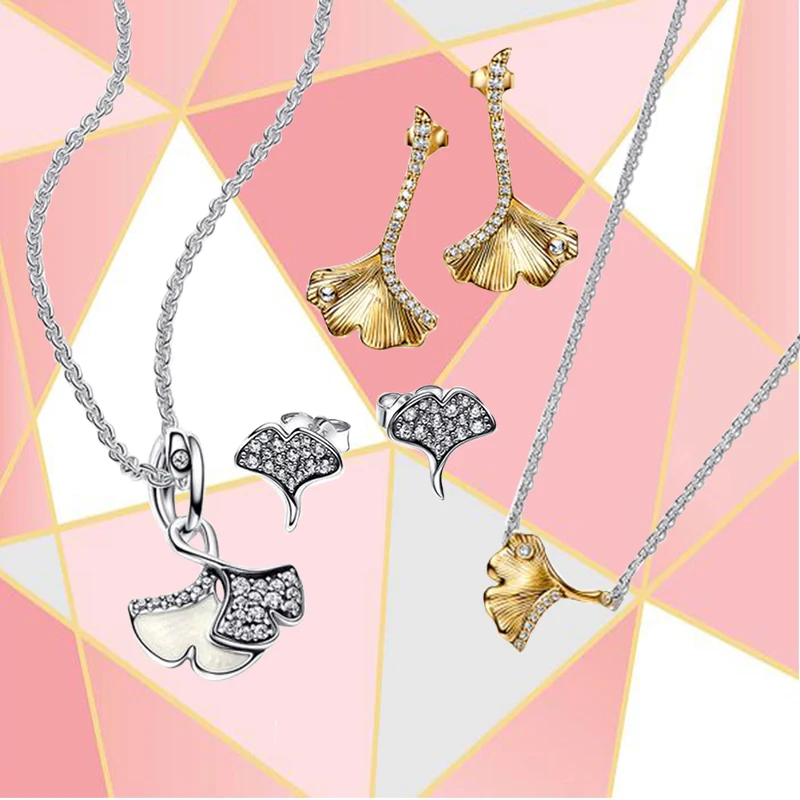 

2022 China Limited Edition Original 1:1 Ginkgo Flying Necklace And Earring Set Women's Fashion Versatile Exquisite Jewelry