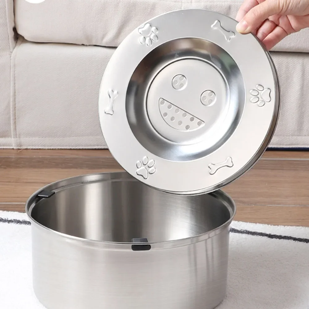 Description Picture 6 of itemStainless Steel Dog Bowl, Drinking Basin, Large Capacity Food Basin, Suspended Bowl Cover Design, Pet Supplies
