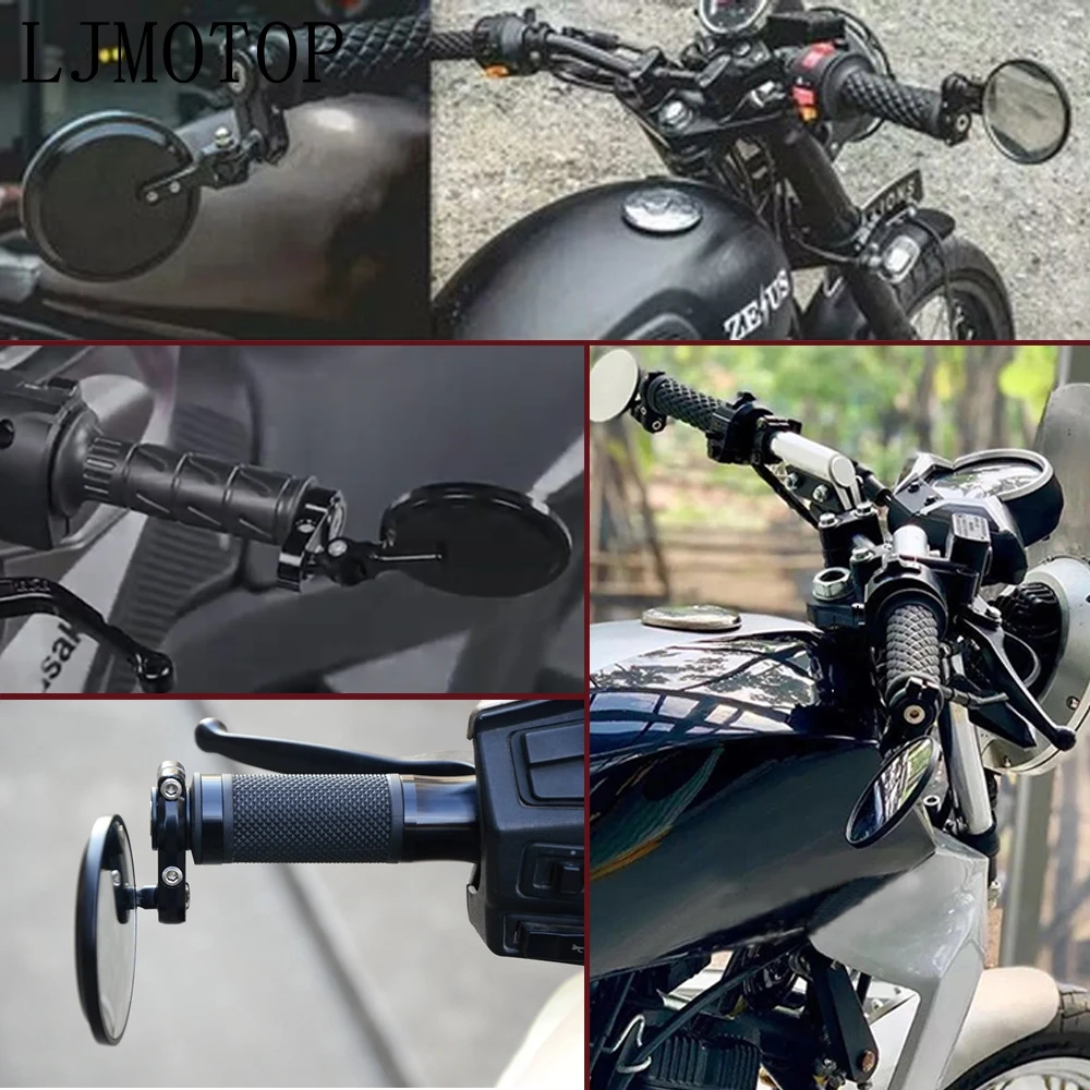 Universal Motorcycle Mirrors 3 Inch Round Folding Bar End Side Mirror for Ducati 696 MONSTER 796 MONSTER HYPERMOTARD 796