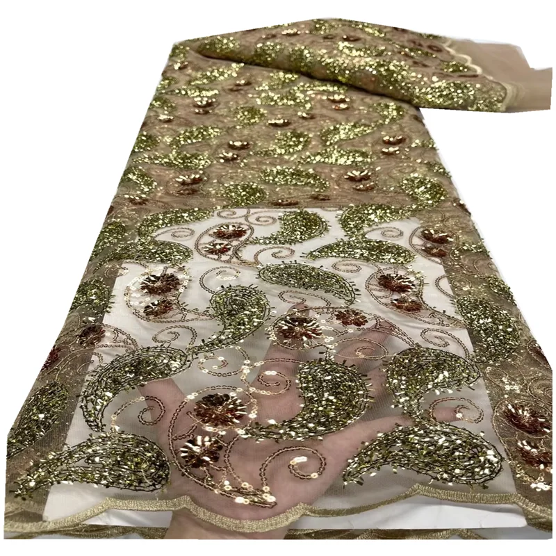 

Latest African Lace Fabric High Quality 2023 Sequins French Mesh Lace Fabric Nigerian Lace Fabrics For Wedding FYU318