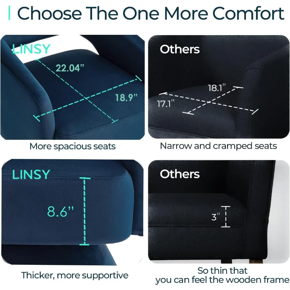 Modern 360 Swivel Barrel Chair, Blue Velvet Accent Chair with Arms for Small Spaces Living Room Bedroom