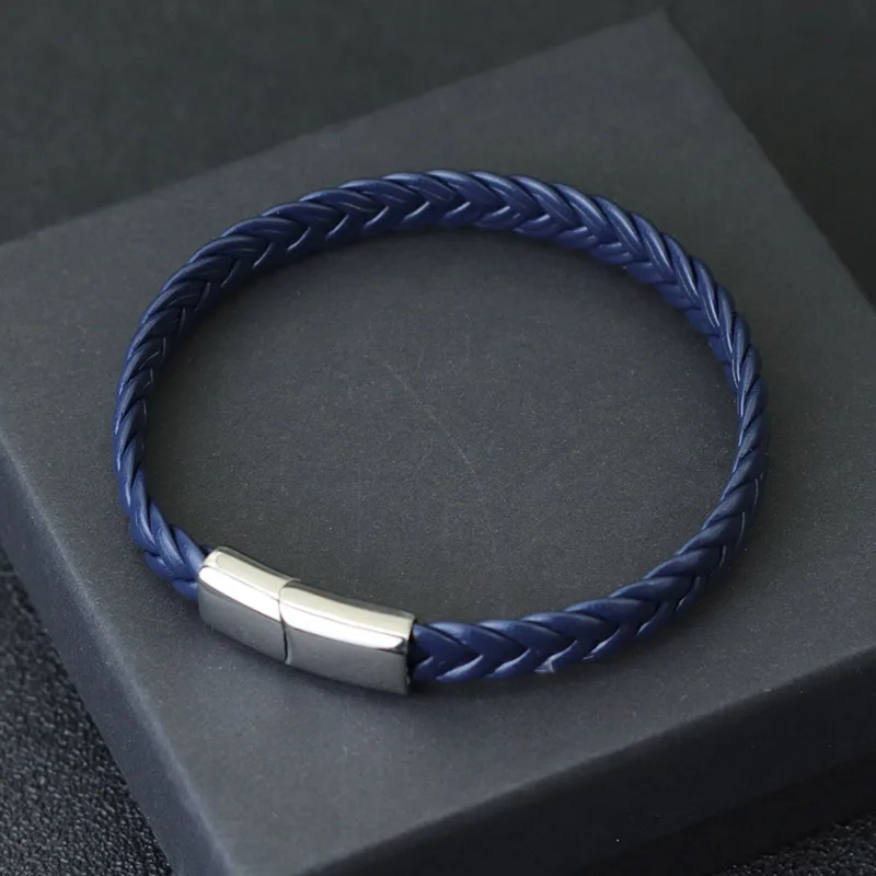 Men Leather Stainless Steel Bracelet