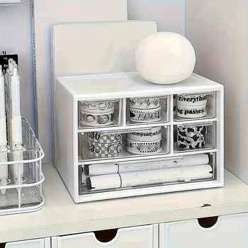 Organizer da scrivania con sei cassetti: contenitore spazioso e multifunzionale, perfetto per forniture per ufficio, cancelleria, elementi essenziali per il dormitorio