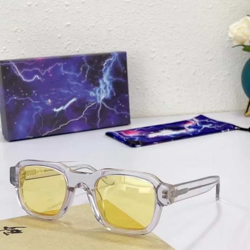 RHUDE 하이 스트리트 트렌드 선글라스, 스팀펑크 힙합 남성 안경, UV400-Anti 블루 거북이 컬러 렌즈, 스퀘어 태양광 아이웨어