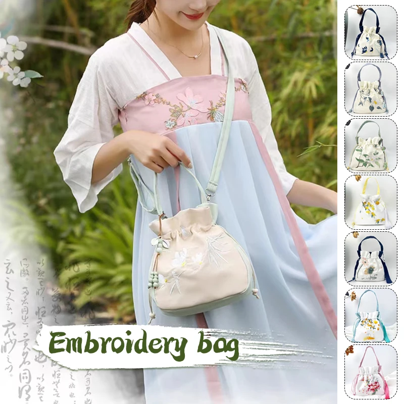 Borsa Hanfu Morbida Moderna - Motivo floreale bianco con vari colori (20cm) 159 S62df26ba0398428588e26fbecd125e78Y