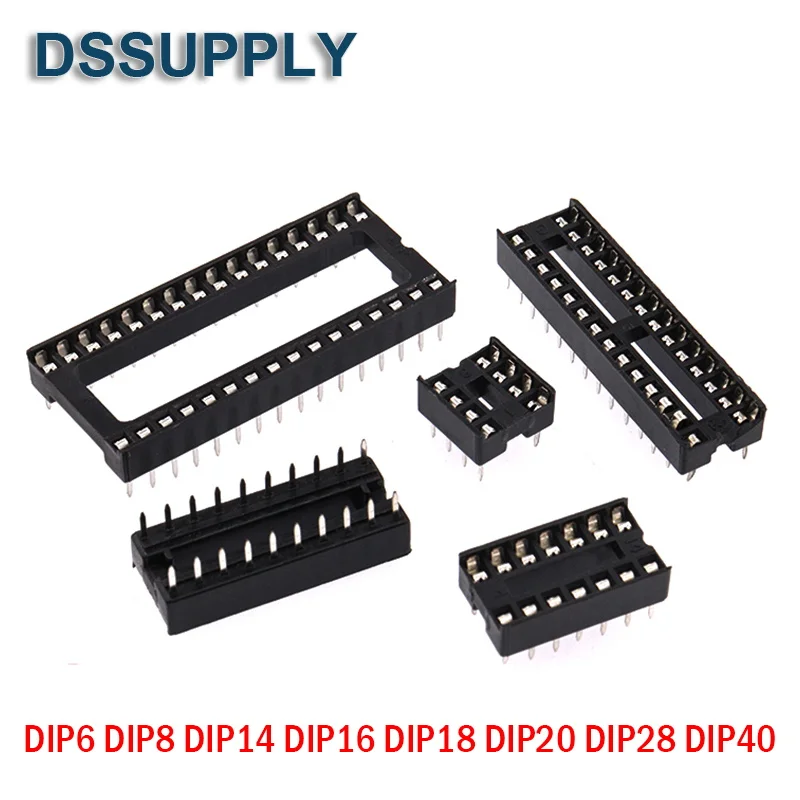 10PCS IC Sockets DIP6 DIP8 DIP14 DIP16 DIP18 DIP20 DIP28 DIP40 2.54mm