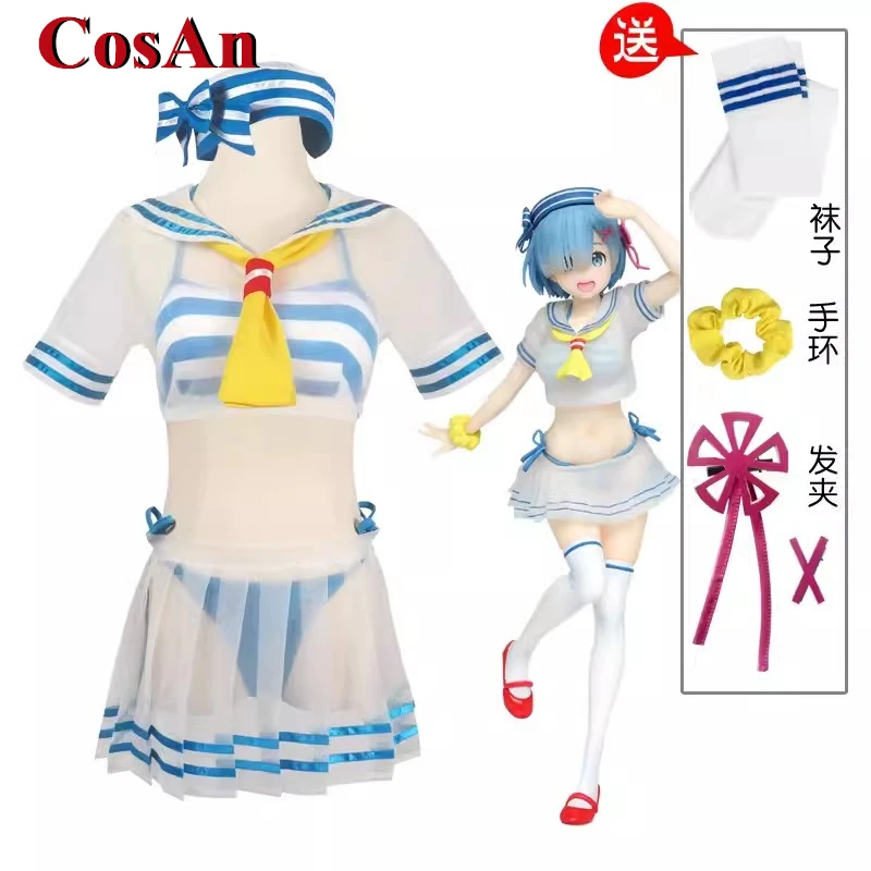 

CosAn Anime Re:Life In A Different World From Zero Ram Rem Sailor Suit Cosplay Costume Swimwear Party Role Play Cloth