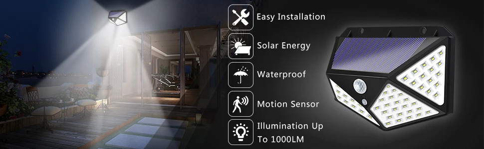 Solar Powered Outdoor Wall Light Waterproof