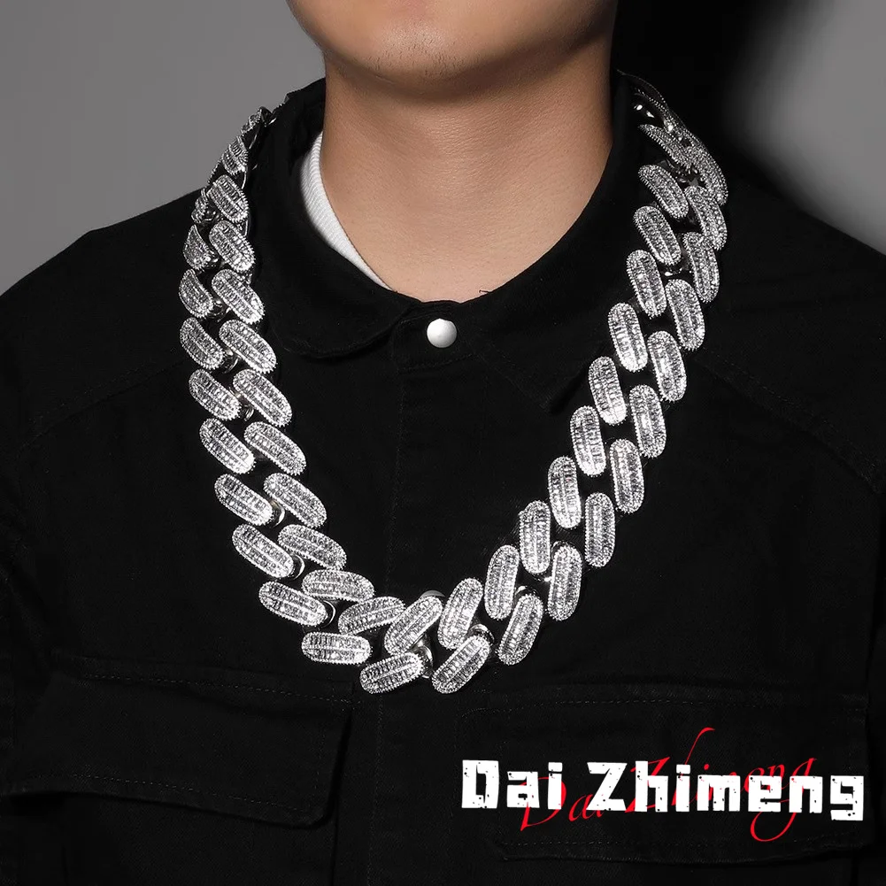 

DZM Super Exaggerated 26MM Extra Large Thick Full Diamond Personalized Cuban Chain Hip Hop Rap Necklace