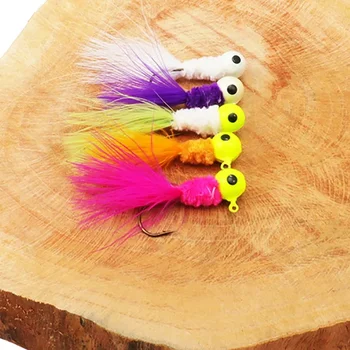 5PCS Feather Metal Jig Head Hook 1