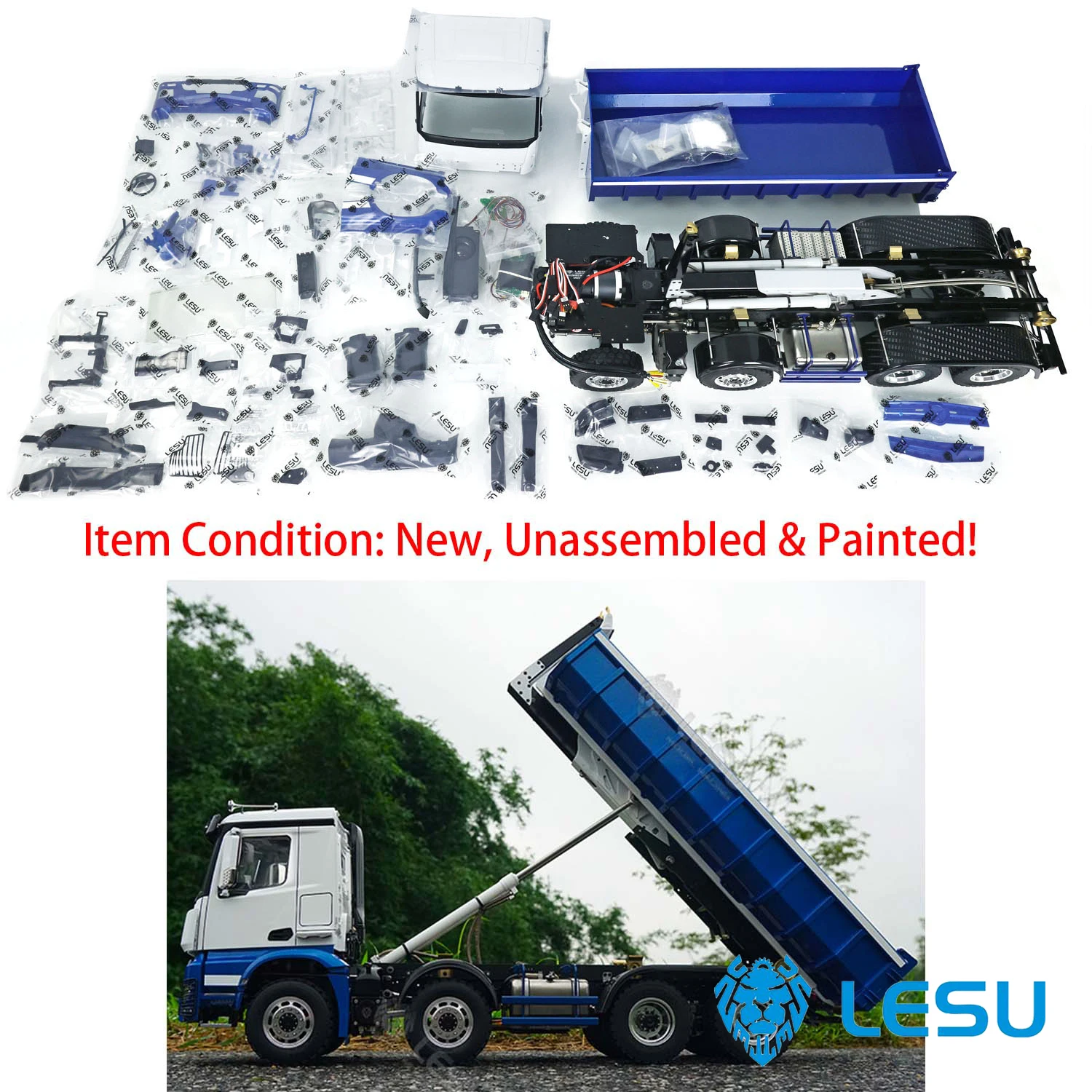 

LESU 1/14 8X8 Truck Hydraulic RC Dumper Roll On/Off Tipper Model Car Tamiyay Outdoor Toys TH20429