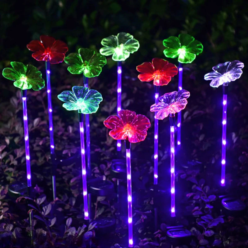 10Pcs Solar Outdoor Lights Lawns Five Petal Flower Lamps Ground Plug Reed LED Waterproof leaf Grass Landscape Gardens Decoration umbrella sunshade ground plug beach umbrella holder stand outdoor beach for grass ground tricycle umbrella auger stake anchor