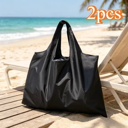 Versatile Eco - Friendly Large Foldable Tote Bag - 50x66cm (Black - 2pcs)