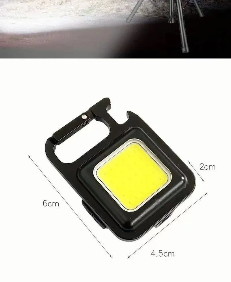 COB LED Mini Keychain Flashlight – 3 Modes, Emergency Light with Magnetic Base,