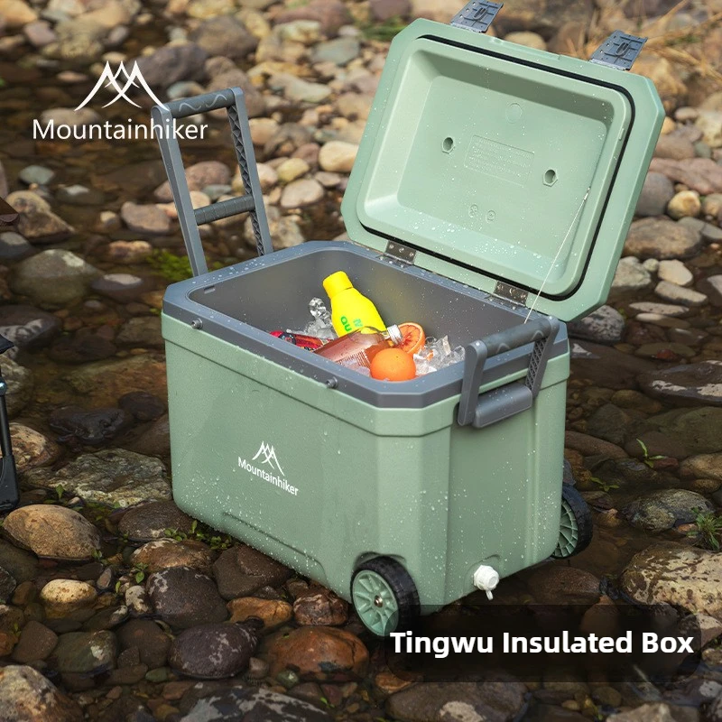 MOUNTAINHIKER Outdoor Camping Insulated Refrigerated Box for Fishing Household Preservation Portable Pull RodCar Storage Box 45L