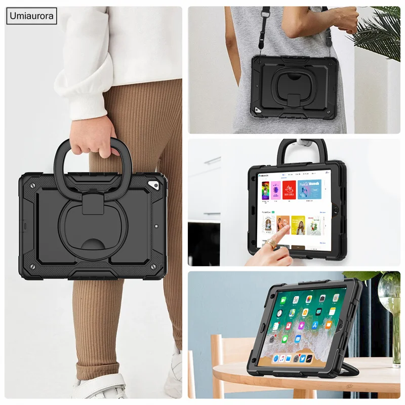 Heavy Duty Rugged Tablet Case with Handle and Stand - Shockproof Cover