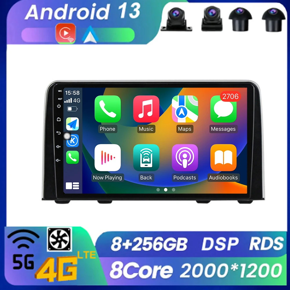

For Honda CRV CR - V 5 RT RW 2016 - 2018 Radio Bluetooth WIFI Wireless Carplay Multimedia Android 13 Auto radio