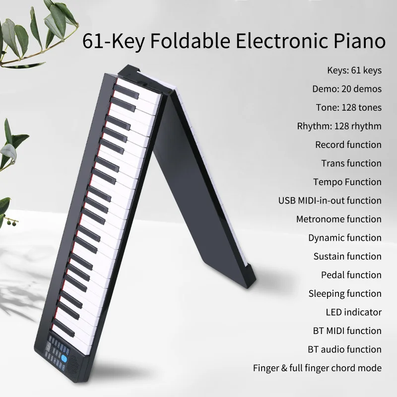 61 Key Electronic Piano Portable Foldable Multi-function Digital Piano LCD Sustain Pedal Portable Bag Keyboard Instrument