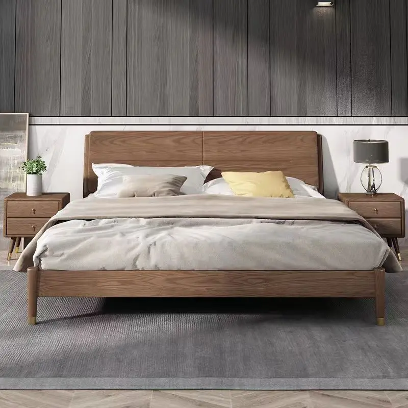 Northern Europe SOLID WOOD BED ASH WOOD 1.8 METERS MODERN CONTRACTED 1.5 METERS PRIMARY AND secondary bedroom single double bed railway empire northern europe