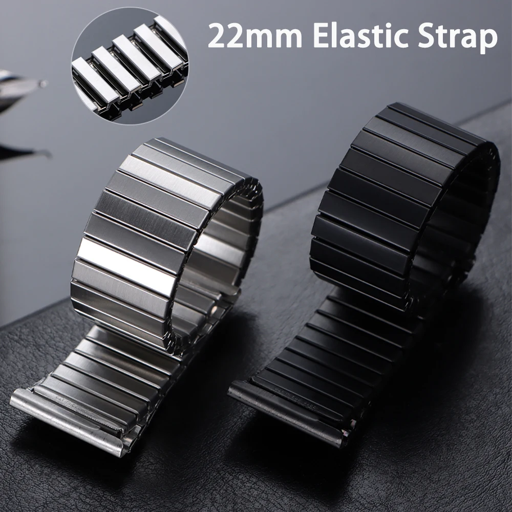 Universal Stainless Steel Elastic Stretch Watchband - 22mm Expansion Bracelet Accessory