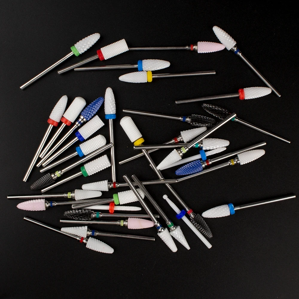 매니큐어 세트에 대 한 5pcs 세라믹 밀링 커터 네일 드릴 비트 밀 매니큐어 기계 젤 파일 제거를위한 페디큐어 도구 3/32 인치