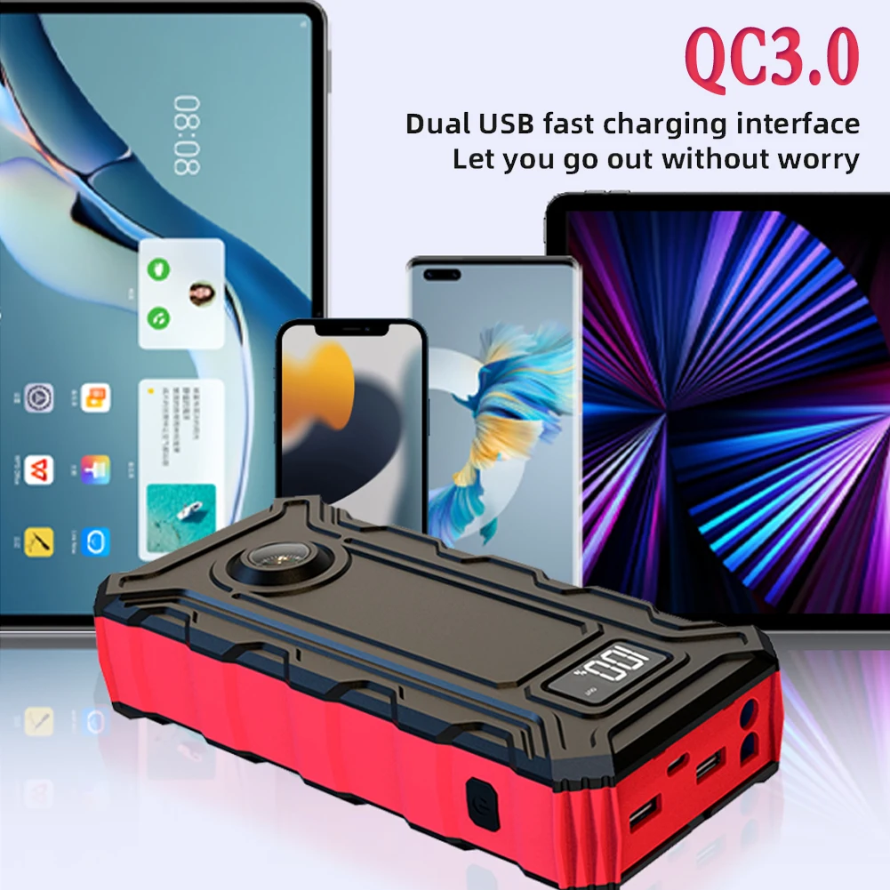 best jump starter 1200A Car Jump Starter 30000mAh Portable Power Bank Battery Booster with LED Flashlight Emergency Starter for Gasoline Diesel portable car jump starter