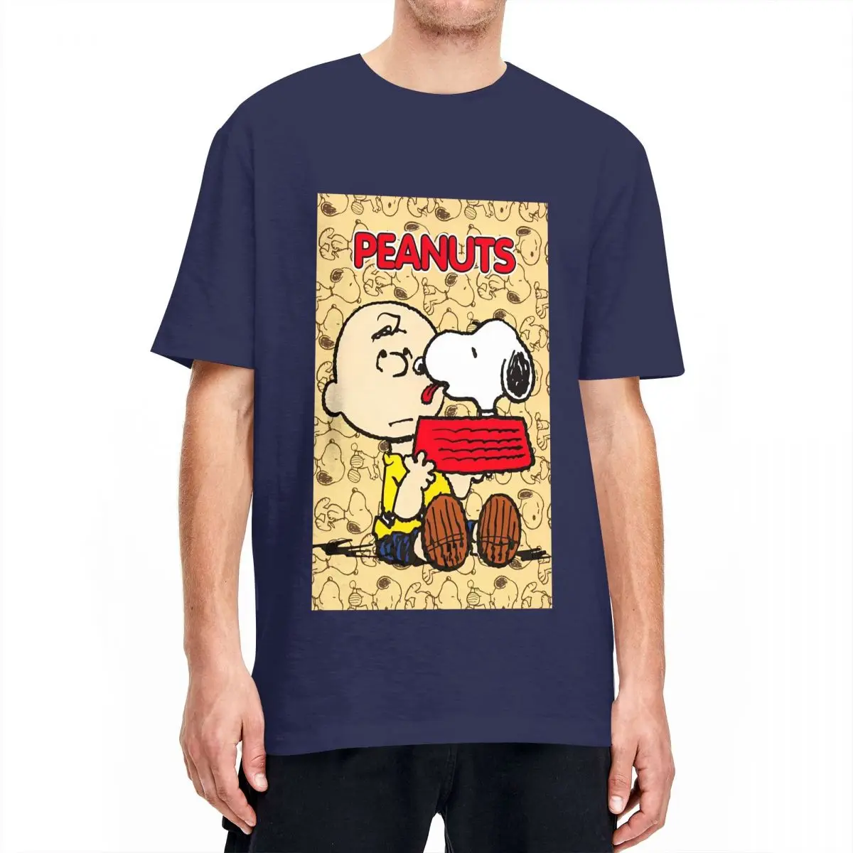 thumbnail image 1 of Camisetas de hombre de Peanuts, Charlie Brown y Snoopy, lindas camisetas de algodón con diseño de cómic, camiseta de manga corta Y2K, camiseta de cuello redondo, talla grande, 1 of 5