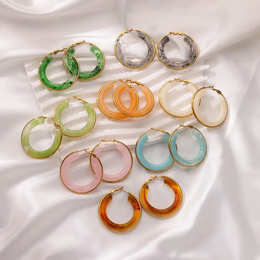 Dopamine Hoop Earrings Stainless Steel Big Women for Gold