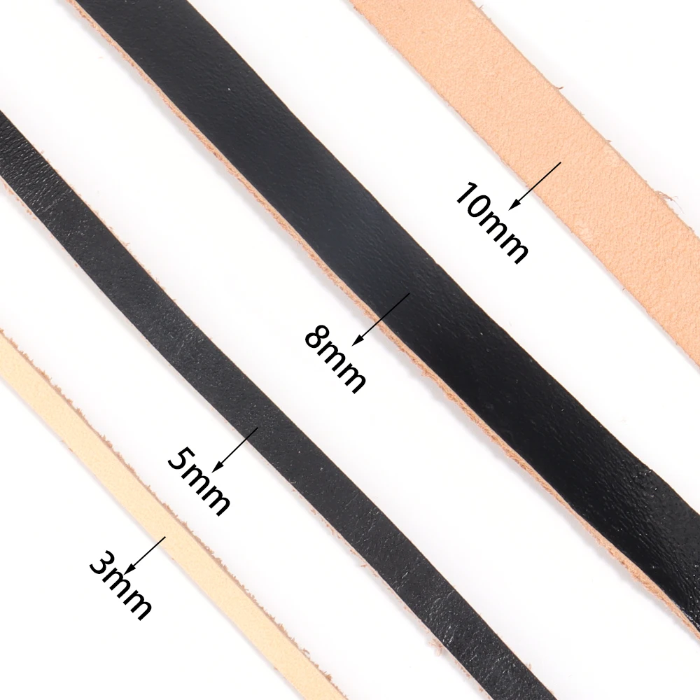 2Yards/Lot 3-10mm Cow Leather Cords Flat Thong Leather Cords For Ornament Making DIY Crafts Material Clothing Charm Accessories