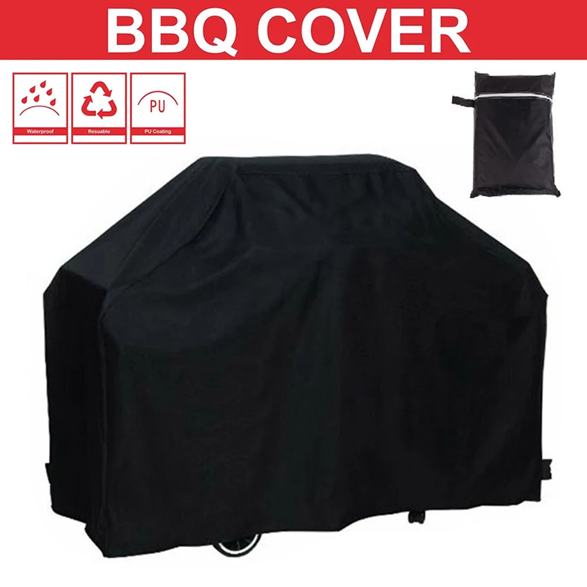 Black Waterproof BBQ Cover BBQ Accessories Grill Cover Anti Dust Rain Gas Charcoal Electric Barbeque Grill 4 Sizes