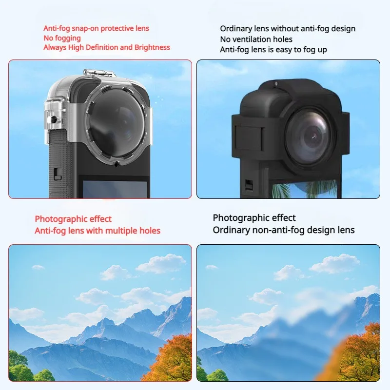 김서림 방지 스냅온 렌즈 가드, Insta360 X4 용 투명 렌즈 커버 보호 캡, Insta 360 X4 파노라마 카메라 액세서리
