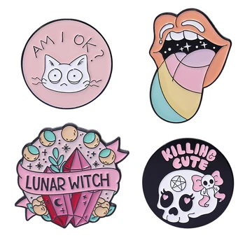 Pink Punk Enamel Pins Brooches Lapel Badges  1