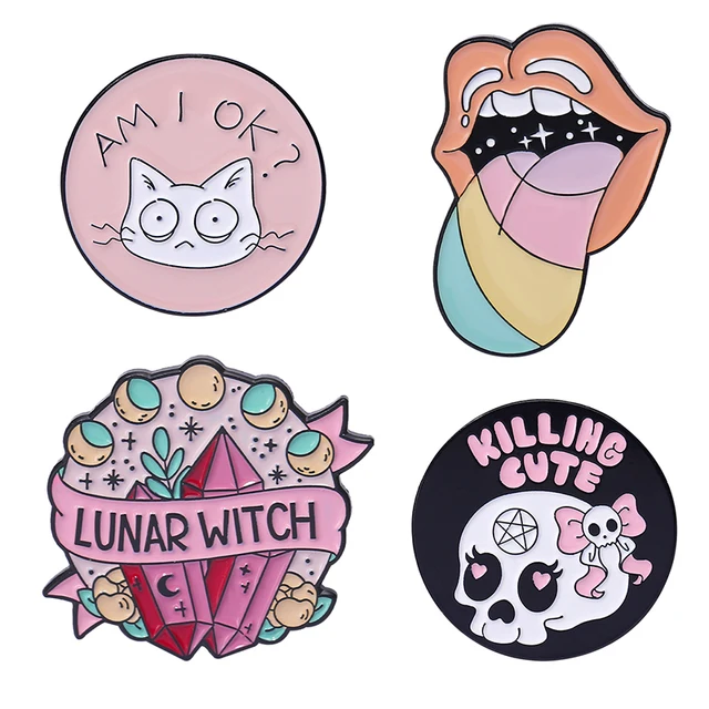Pink Punk Enamel Pins Brooches Lapel Badges  1