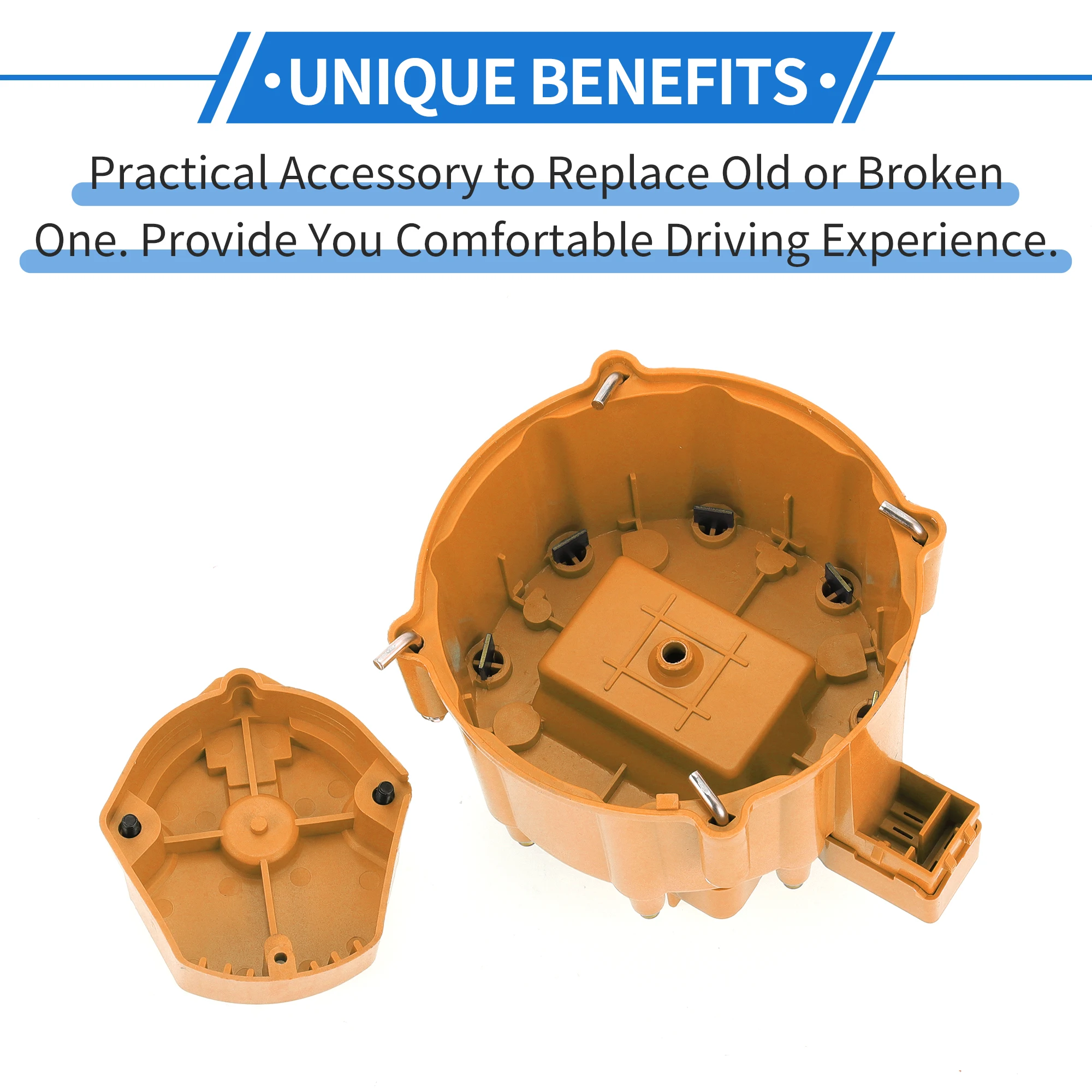 UXCELL Distributor Cap Kit Compatible for Chevy for GM SBC BBC 305 327 350 396 454, Durable ABS Orange with Rotor