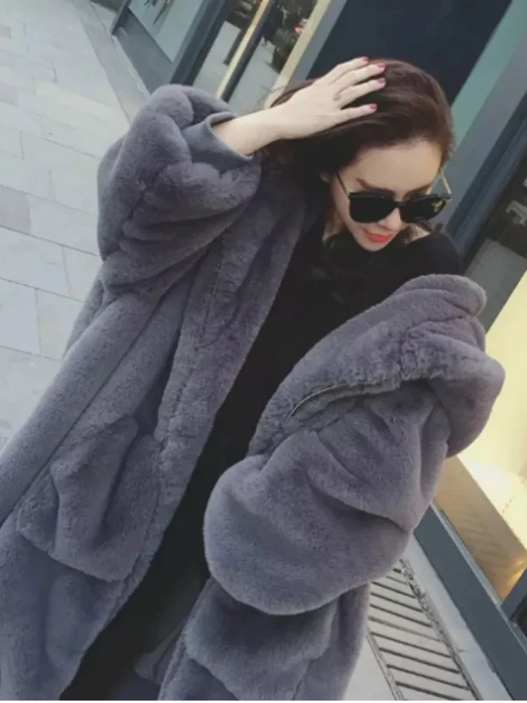 

2023 Oversized Winter Faux Fur Coat Women Parka Long Warm Faux Fur Jacket Coats Hoodies Loose Winter Coat Outwear Y2k Clothes