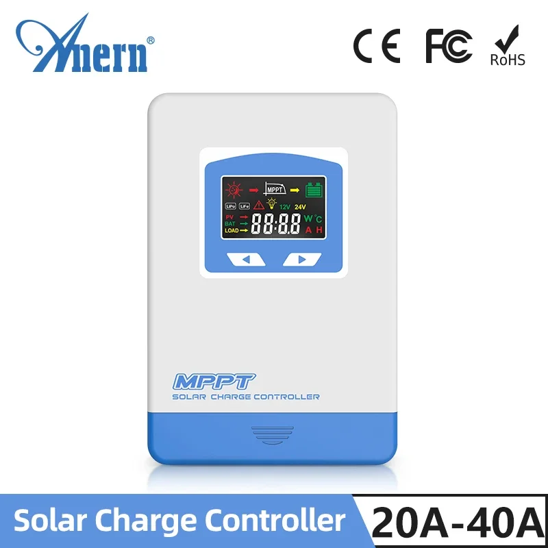 

Регулятор заряда солнечной батареи, дневной электрический регулятор заряда для свинцово-кислотных гелевых литиевых батарей, 20 А, 30 А, 40 А, 12 В, 24 В